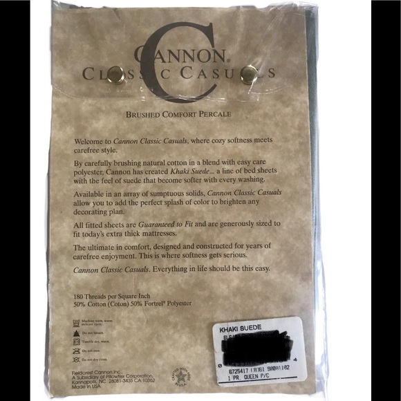 Cannon Classic Casuals Sage Queen Pillowcases 1 pair NEW in Package - Picture 2 of 2